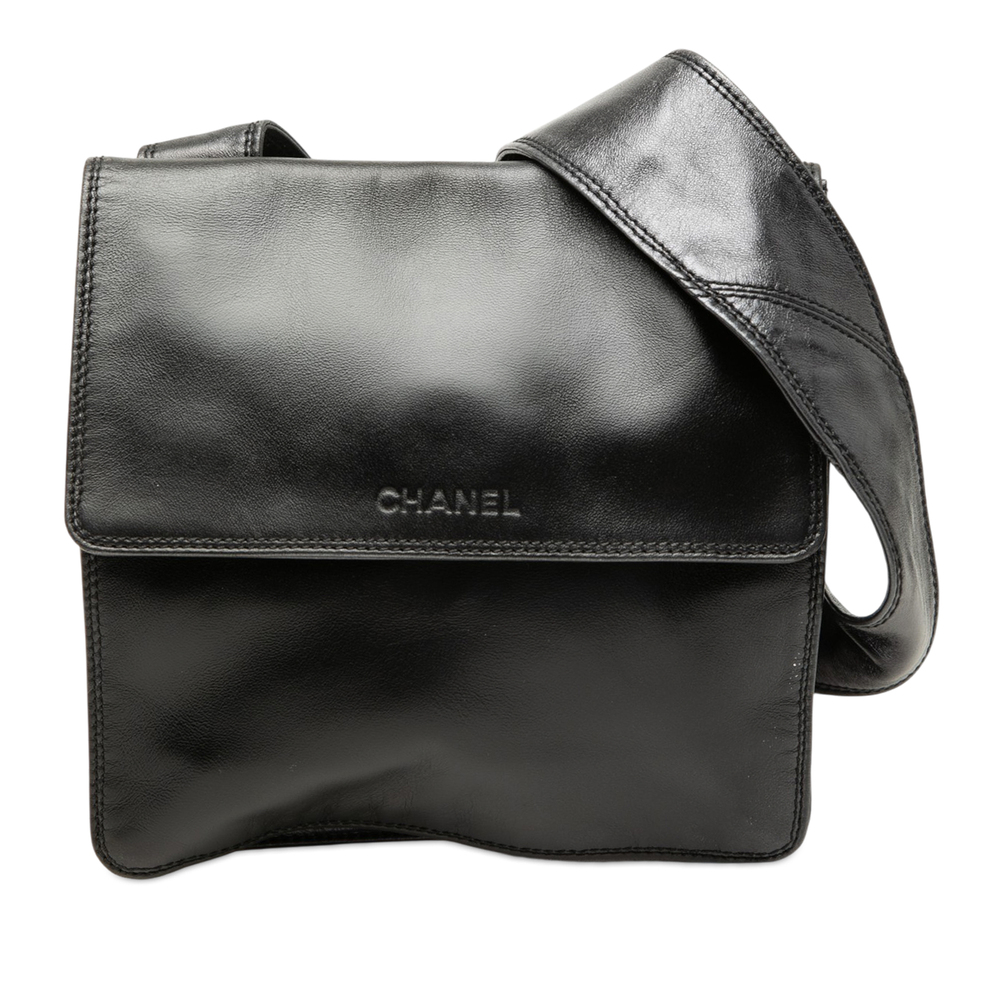 Pre-Loved Chanel Lambskin Logo Messenger Bag